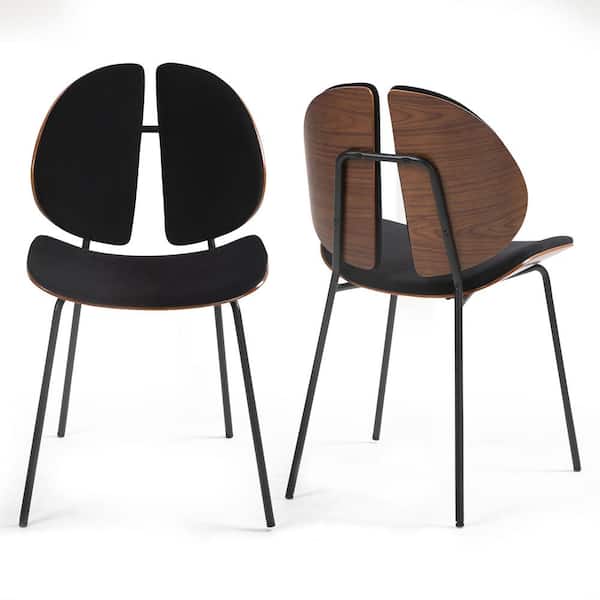 Glamour Home Beau Black Microfiber Fabric Dining Chair with Iron Legs 2 (Set of Included)