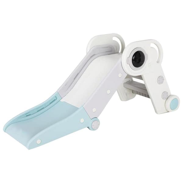 Folding Toddler Slide with Climber, Indoor Outdoor Plastic Slide with Non-Slip Pad, Freestanding Playground for Kids