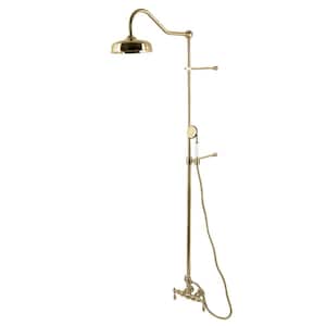 Vintage 2-Handle 1-Spray Shower Combo in Brushed Brass with Hand Shower (Valve Included)