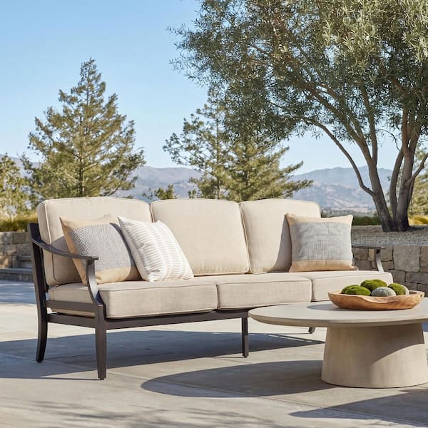 Tamarin Aluminum Outdoor Sofa Couch with Echo Dune Sunbrella Cushion
