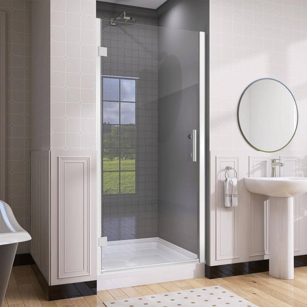 Chrome Frameless Pivot Shower Door with Clear Glass