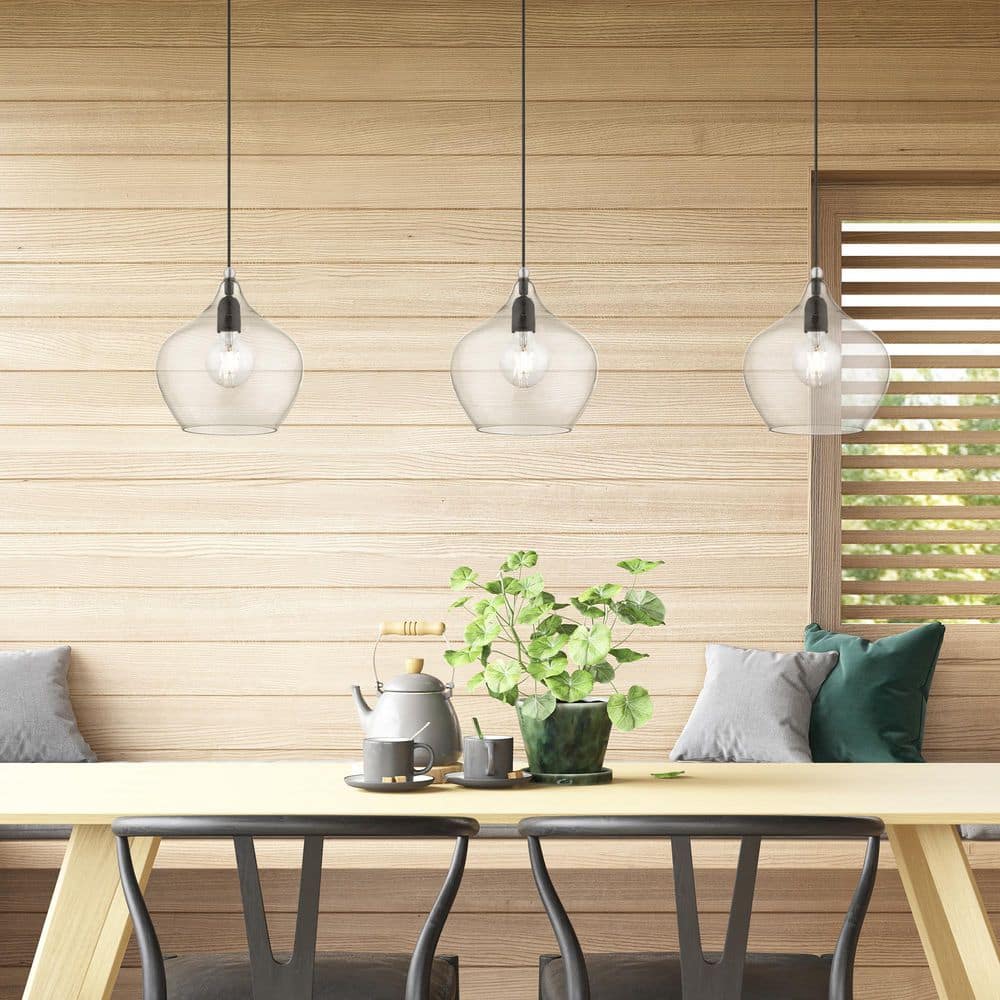 Aldrich Black and Brushed Nickel Glass Pendant Light