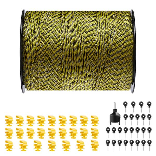 SVOPES Electric Fence Wire 1640 ft. 500m Polywire 1/8 in. Diameter 6 Stainless Steel Strands Fencing Rope with 25 Fence