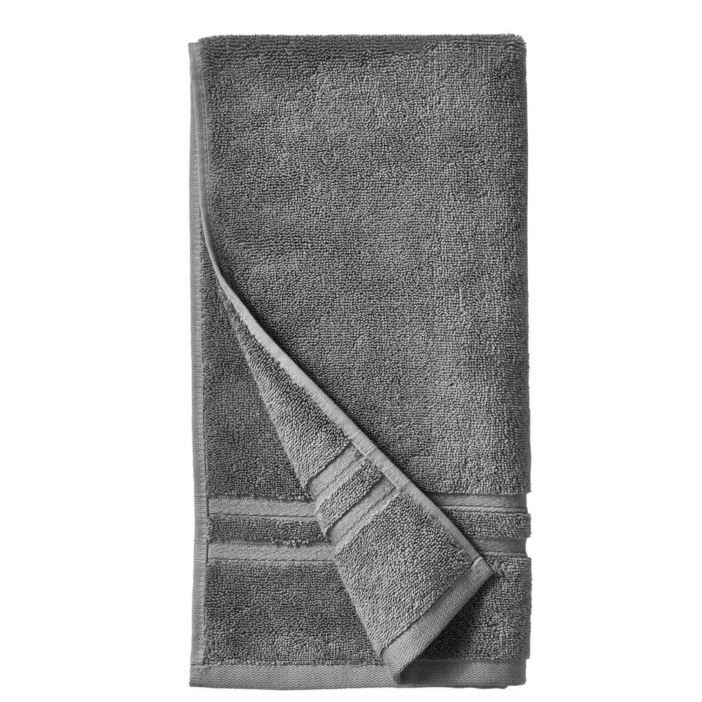 Luxury Turkish Cotton Washcloths for Easy Care, Extra Soft and Absorbent, Fingertip Towels, 4 Pack Washcloth Set by United Home Textile, Charcoal Grey