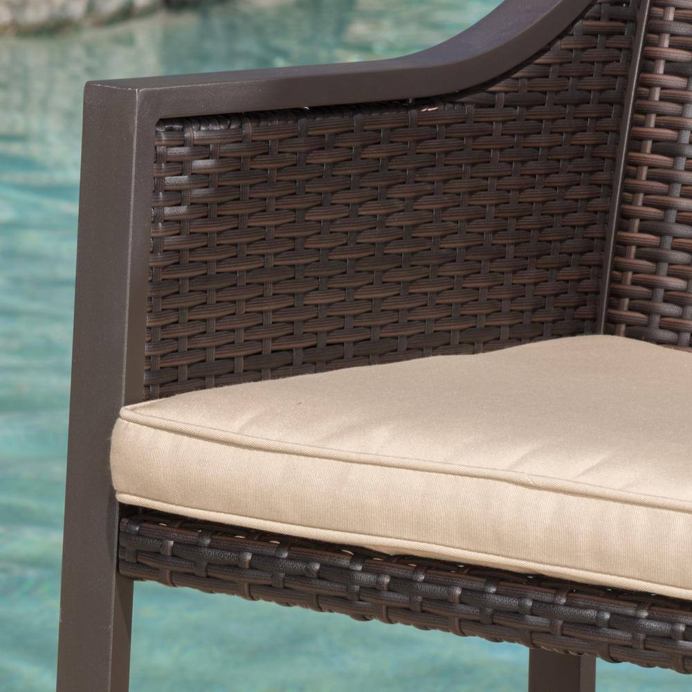 Riga Tan Cushioned Iron and Aluminum Bar Stools, Set of 2