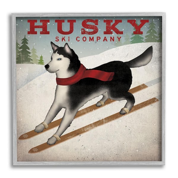 The Stupell Home Decor Collection Husky Ski Company Winter Slopes Dog Design by Ryan Fowler Framed Sports Art Print 12 in. x 12 in.