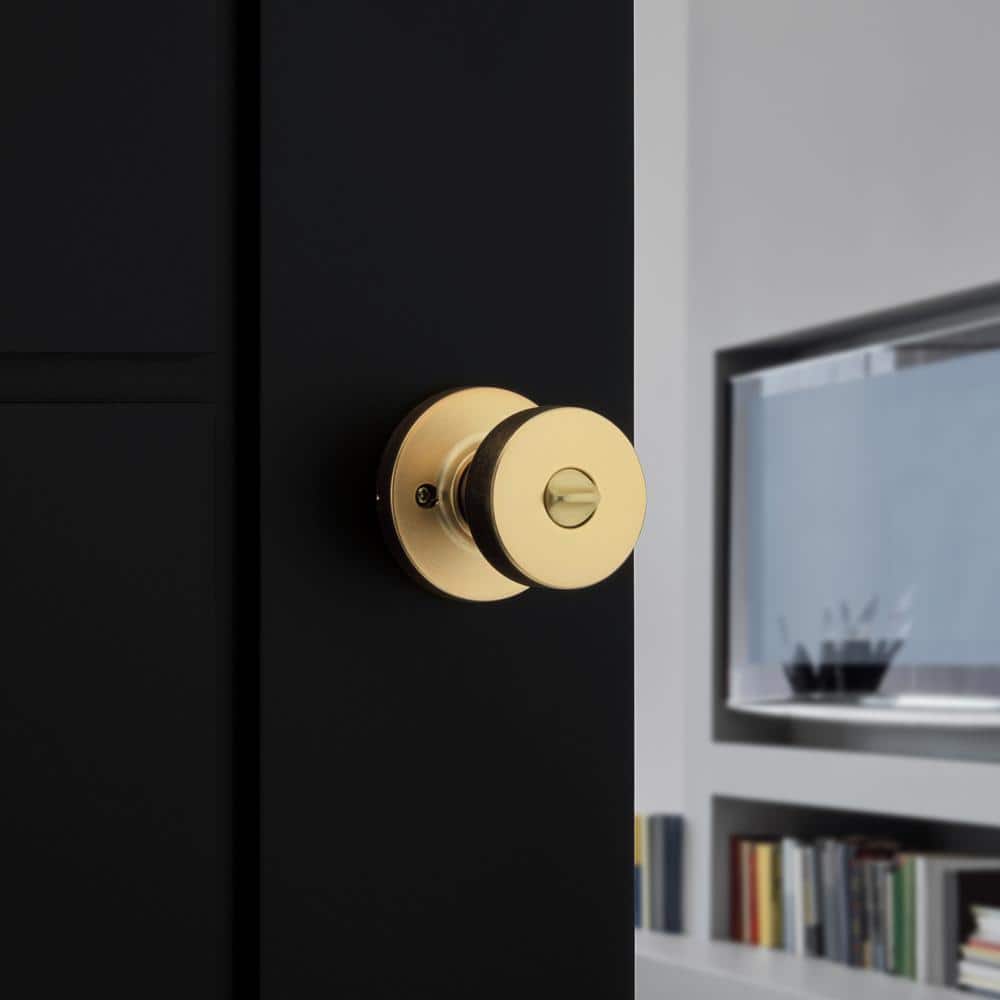 Satin Brass Round Privacy Door Knob for Bed and Bath