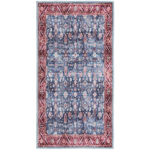 Grand Washables Blue doormat 2 ft. x 4 ft. Floral Traditional Area Rug