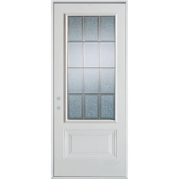 Stanley Doors 36 in. x 80 in. Geometric Clear and Brass 3/4 Lite 1-Panel Painted White Right-Hand Inswing Steel Prehung Front Door
