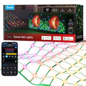 Outdoor Net Lights, 2.8 x 9.4 ft. with RGBIC, DIY Functions and 480-LEDs
