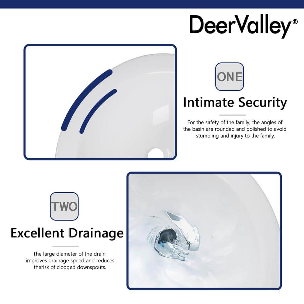 White Ceramic U-Shaped Pedestal Bathroom Sink with Overflow