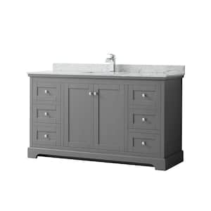 Avery 60 in. W x 22 in. D Bathroom Vanity in Dark Gray with Marble Vanity Top in White Carrara with White Basin