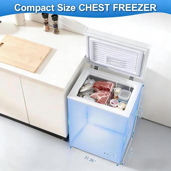 WOCK 5 Cu.Ft Chest Freezer with Adjustable Thermostat, Removable