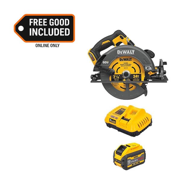 FLEX VOLT 60V MAX Lithium-Ion Cordless Brushless 7-1/4 in. Circular Saw with Brake with 9.0 Ah Battery Pack and Charger