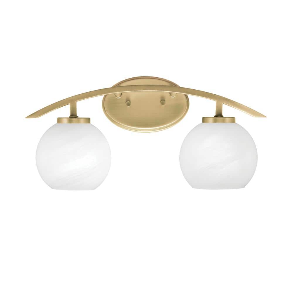 Siena 18.25 in. 2-Light Vanity Light New Age Brass with 5.75 in. White Marb