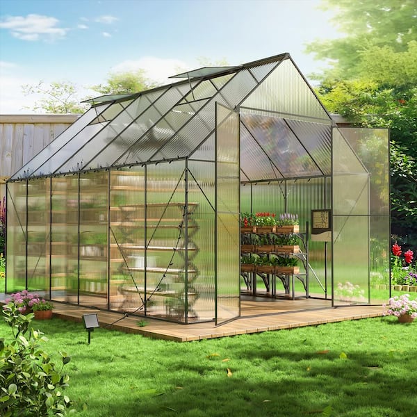 Boosicavelly 94 in. W x 140 in. D x 95 in. H Outdoor Walk-in Steel Greenhouse