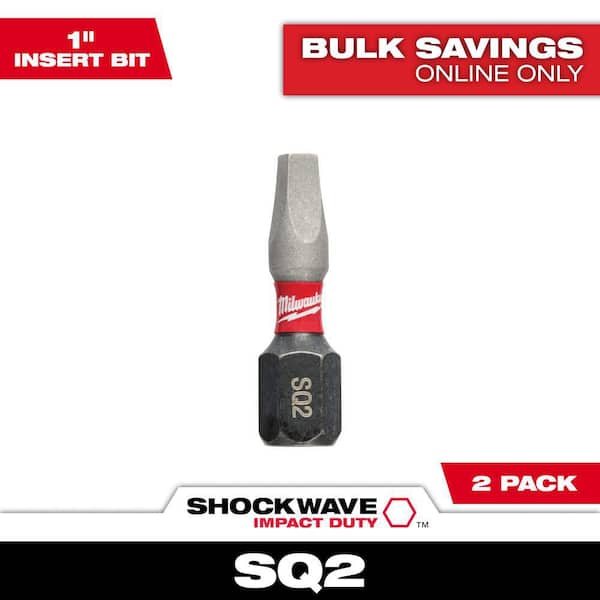 Milwaukee SHOCKWAVE Impact Duty 1 in. Square #2 Alloy Steel Insert Bit (2-Pack)