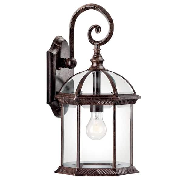 KICHLER Barrie 18.75 in. 1-Light Tannery Bronze Outdoor Hardwired Wall Lantern Sconce with No Bulbs Included (1-Pack)