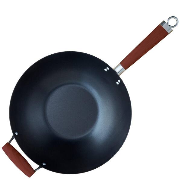 IMUSA Carbon Steel Nonstick 14 in. Wok with Wood Handle