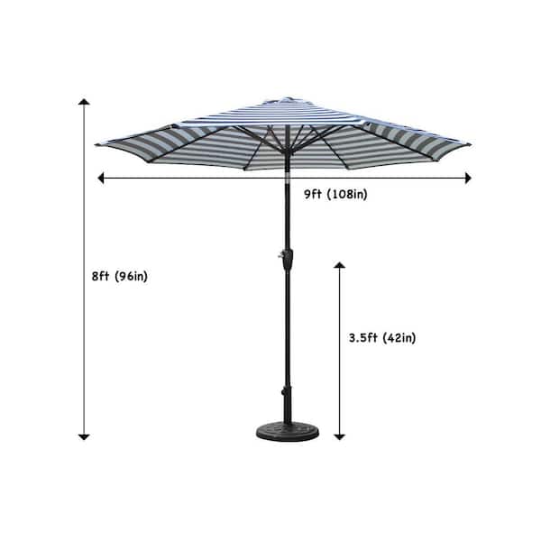 8 ft Patio Umbrella Market  w/ Crank Tilt Aluminum Outdoor WHITE 