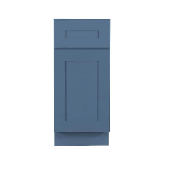 LIFEART CABINETRY Lancaster Blue Plywood Shaker Stock Assembled Base Kitchen Cabinet 9 in. W x 34.5 in. D H x 24 in. D