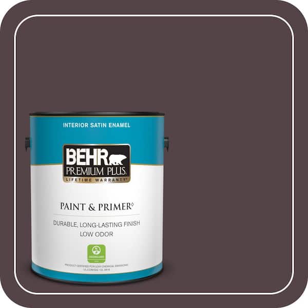 BEHR PREMIUM PLUS 1 gal. Home Decorators Collection #HDC-FL14-9 Black Raspberry Satin Enamel Low Odor Interior Paint & Primer