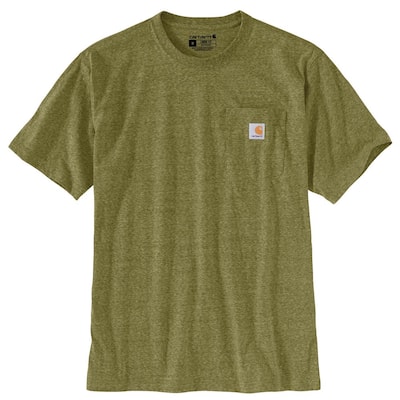 Men's Large True Olive Snow Heather Cotton/Polyester Loose Fit Heavyweight Short-Sleeve Pocket T-Shirt