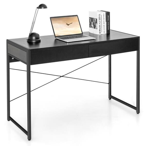 Costway 44 in. Rectangular Computer Desk Metal Frame Study Table Home