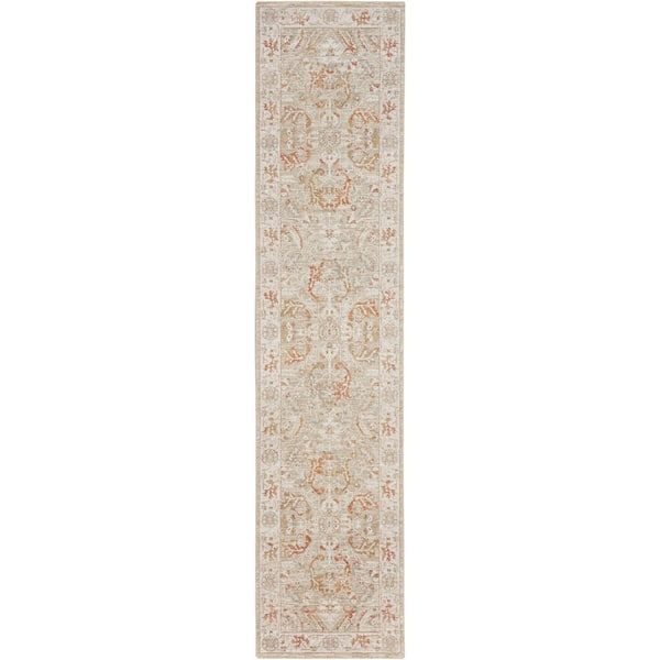 Nourison Asher Sage Ivory 2 ft. x 10 ft. All-over design Traditional Runner Area Rug