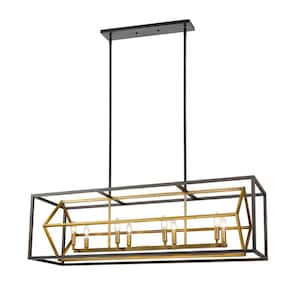 Euclid 8-Light Olde Brass Plus Bronze Chandelier with No Shade