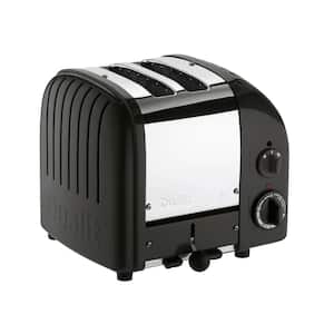 New Gen 2-Slice Matte Black Wide Slot Toaster with Crumb Tray