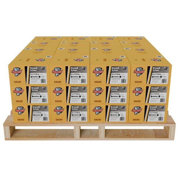 #6 x 1-1/4 in Phillips Bugle Head Coarse Phosphate Plated Steel Drywall Screws (8,000-Pack, 1 Pallet/48-Packs)