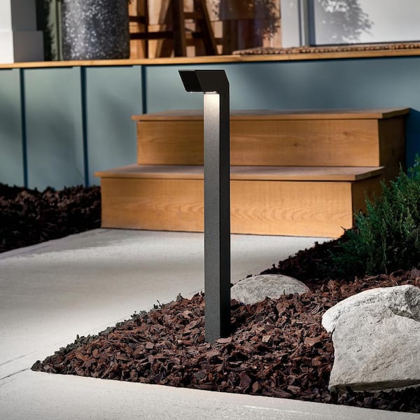Low Voltage Textured Black Hardwired Weather Resistant Right Angle Path Light with No Bulbs Included