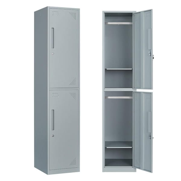 Mlezan Double Tier Metal Locker Cabinet with Doors and Keys