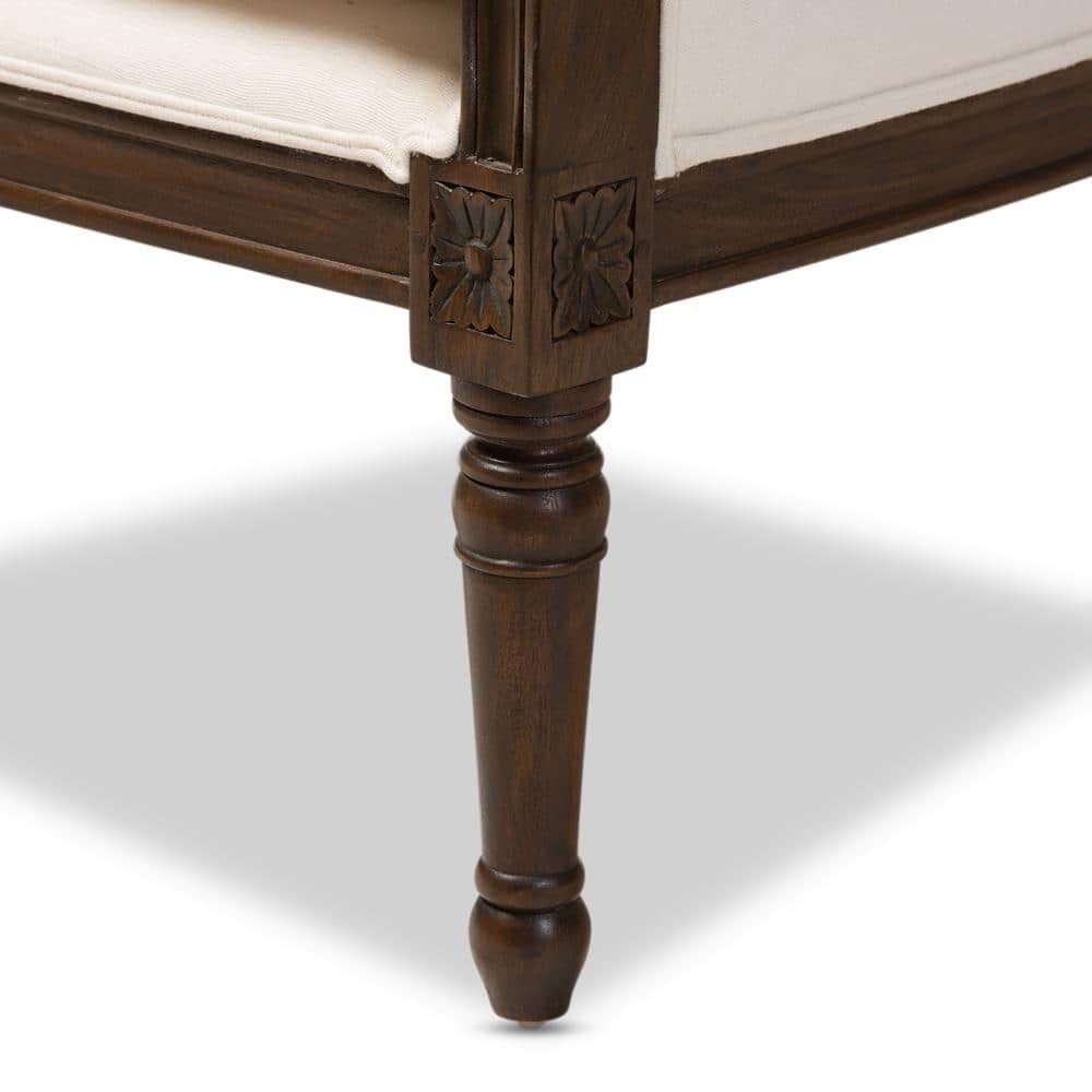 Off-White Cedar Wood French Accent Chair