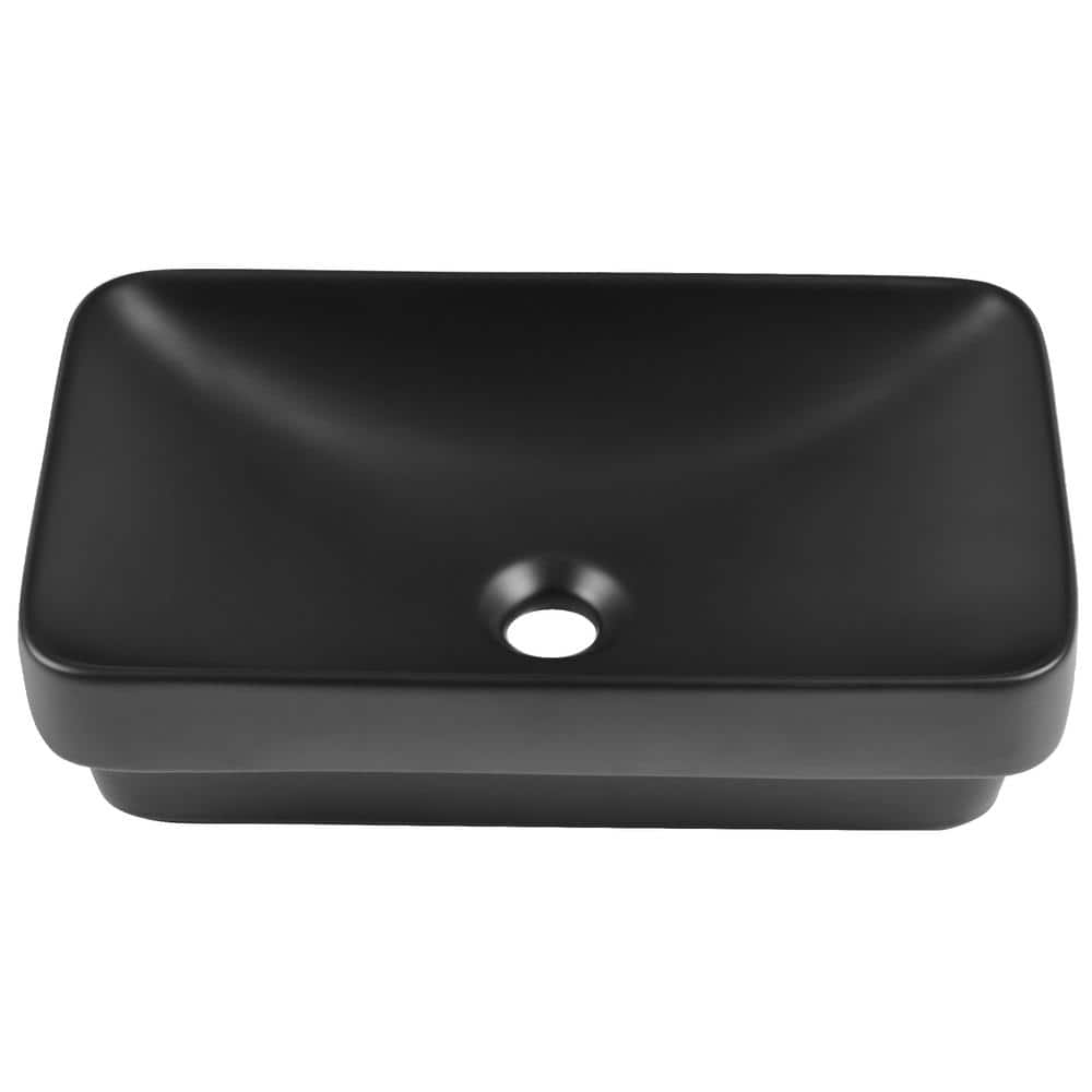 Ally Black Ceramic Above-Counter Rectangular Vessel Sink