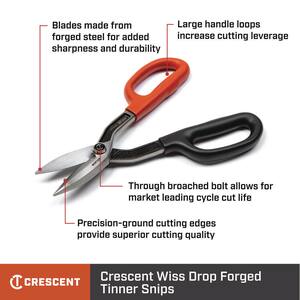 10 in. Straight-Cut Drop Forged Tinner Snips