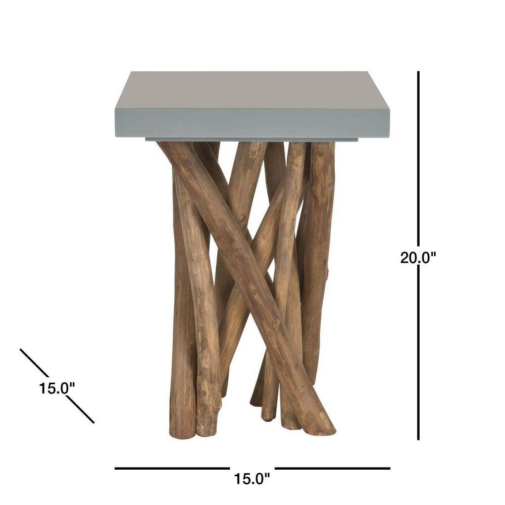 Hartwick Transitional Square Gray Teak Branch Side Table