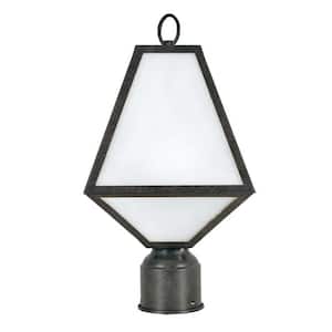 Glacier 1-Light Black Charcoal Outdoor Lantern with Shade