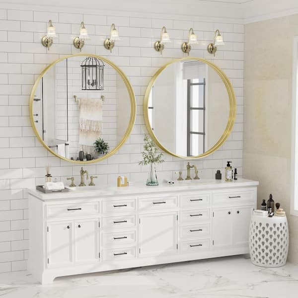40 in. W x 40 in. H Round Aluminum Alloy Framed French Cleat Mounted Wall Decor Bathroom Vanity Mirror in Brushed Gold