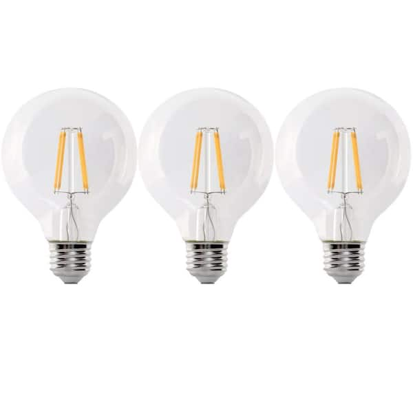 Photo 1 of 100-Watt Equivalent G25 E26 Dimmable Filament CEC 90 CRI Clear Glass LED Light Bulb, Soft White 2700K (3-Pack)