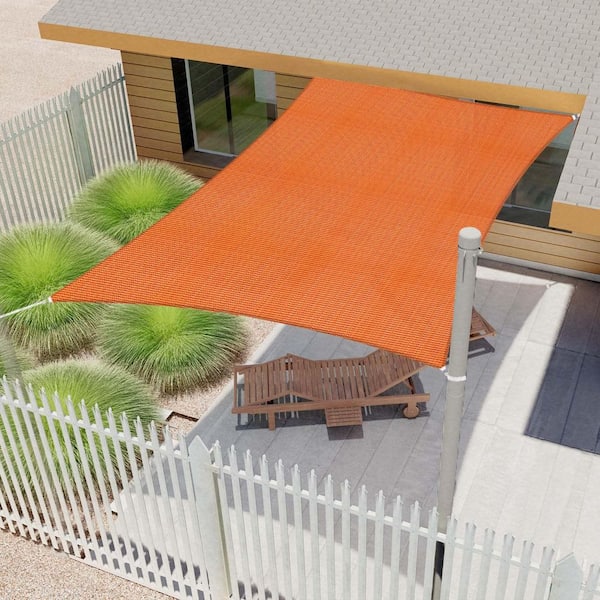 16 ft. x 20 ft. HDPE Sun Shade Sail Rectangle Canopy Shades for Outdoor Patio Pergola, Blockage 95% UV Resistant, Orange