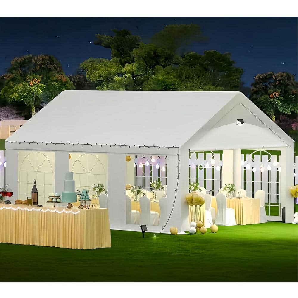 10 ft. x 20 ft. White Heavy Duty Canopy Tent with Removable Side Walls, Out