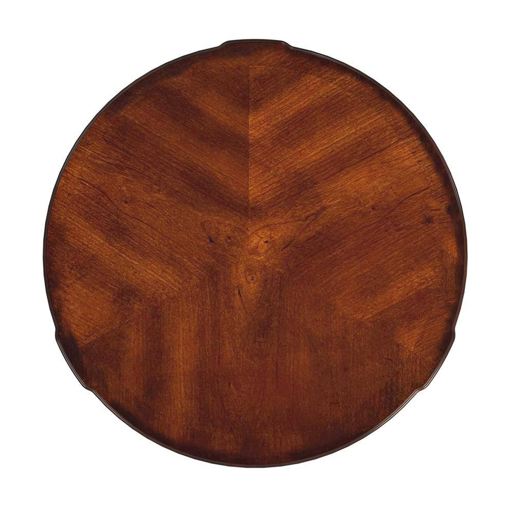 Thurmond Light Brown Round Wood Side Table with Storage
