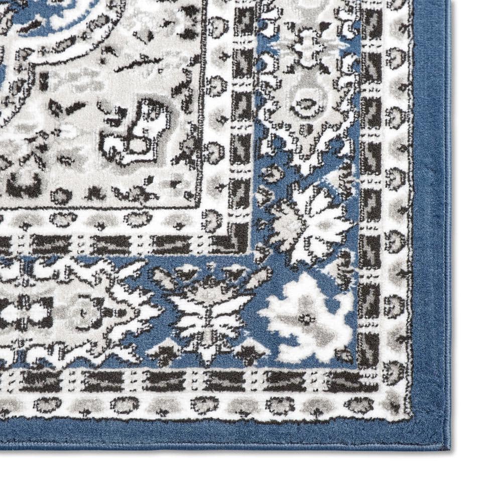 Midnight Blue Medallion Reversible Runner Rug