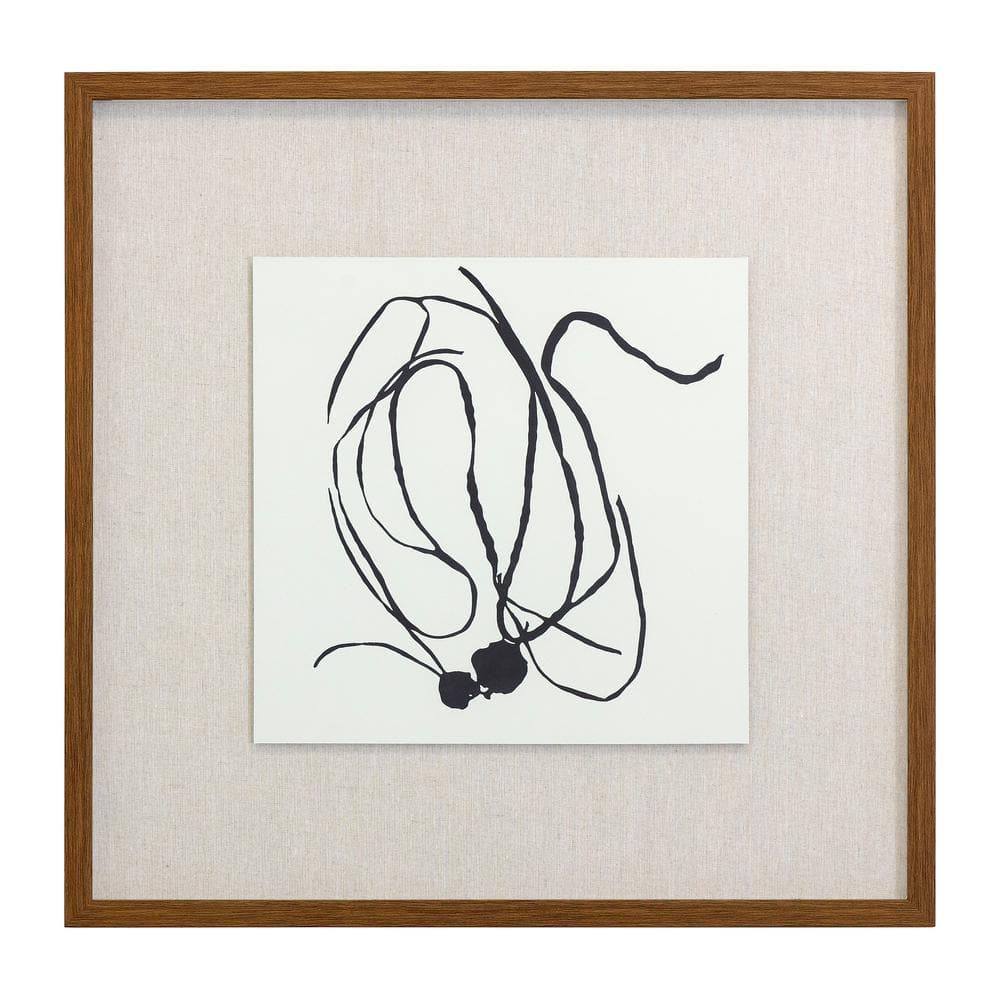 Natural Abstract Black and White Canvas Print with Wooden Frame