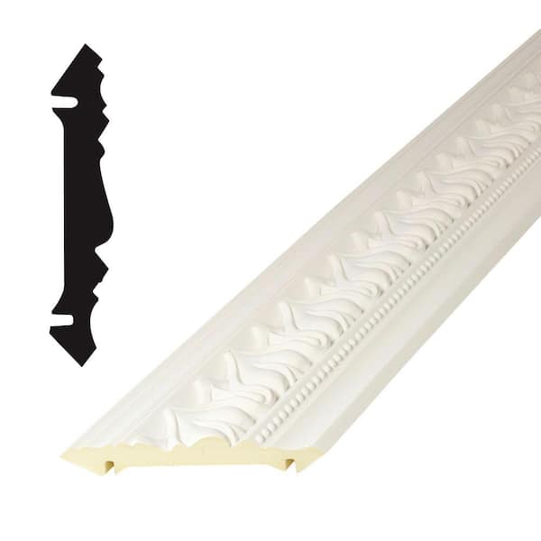 Focal Point 7/8 in. x 4-1/8 in. x 96 in. Primed Polyurethane Leaf and Dart Crown Moulding