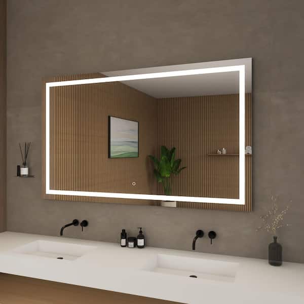 Lucia 60 in. W x 36 in. H Rectangular Frameless Anti-Fog LED Dimmable Wall Bathroom Vanity Mirror with Touch Sensor