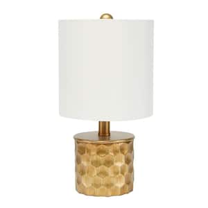 Hive Mini Gilded 15.5 in. Gold Table Lamp with Linen Shade