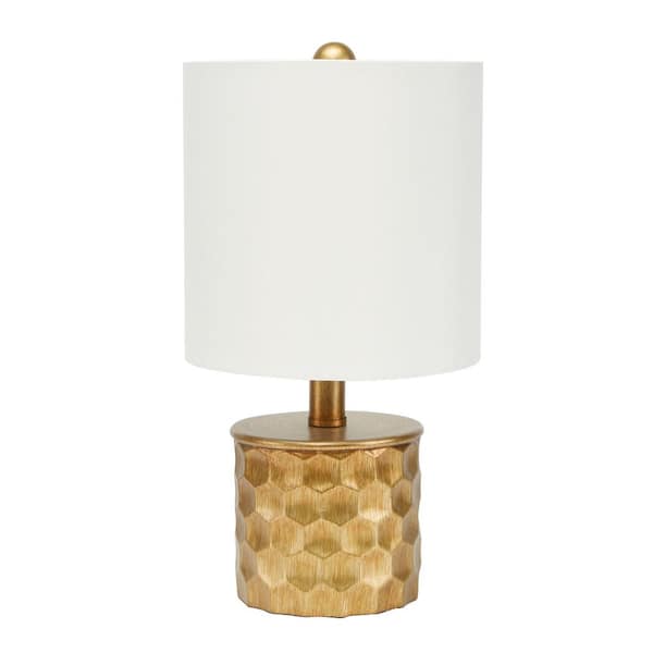 Silverwood Furniture Reimagined Hive Mini Gilded 15.5 in. Gold Table Lamp with Linen Shade
